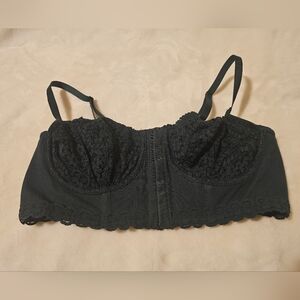 Aerie Black Lace Bralette Corsett Front Button